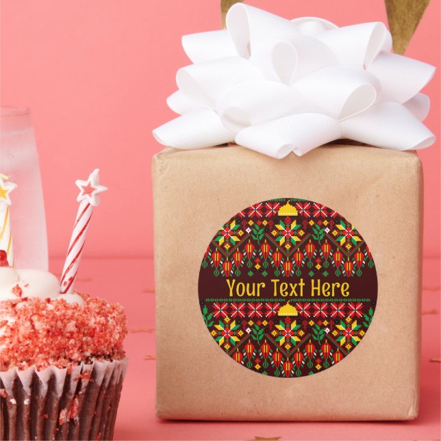 Palestine Tatreez Traditional Embrodery Classic Round Sticker (Party)