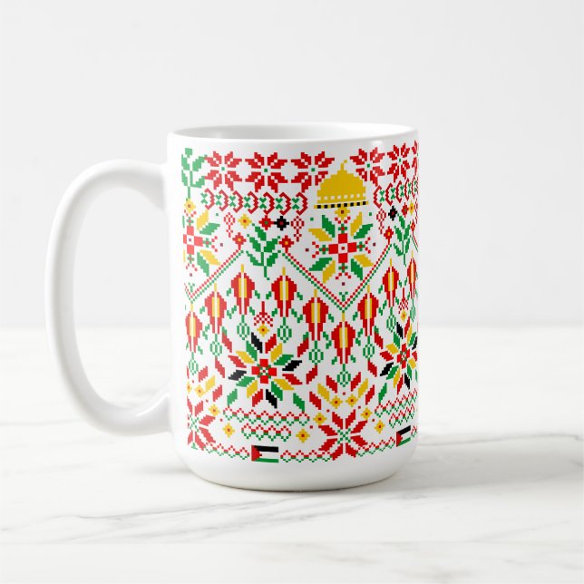 Palestine Tatreez Traditional Embrodery Coffee Mug (Left)