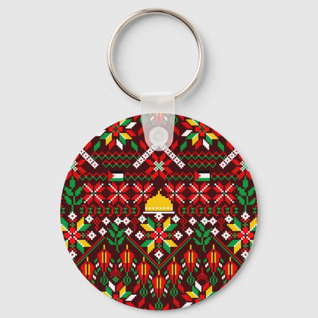 Palestine Tatreez Traditional Embrodery Key Ring (Front)