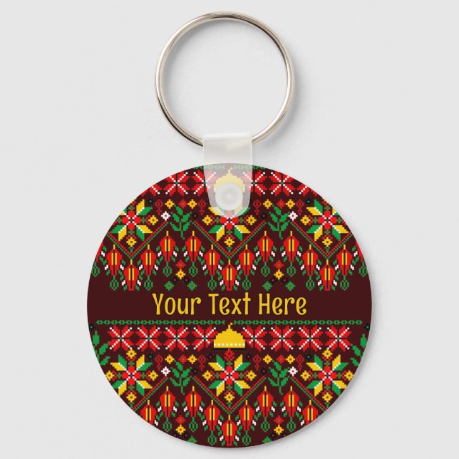Palestine Tatreez Traditional Embrodery Key Ring (Front)