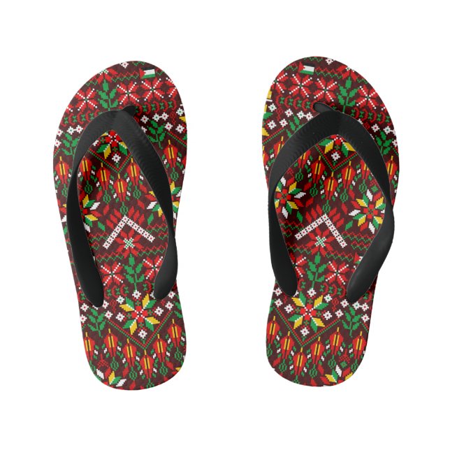 Palestine Tatreez Traditional Embrodery Kid's Thongs (Footbed)