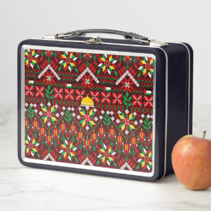 Palestine Tatreez Traditional Embrodery Metal Lunch Box