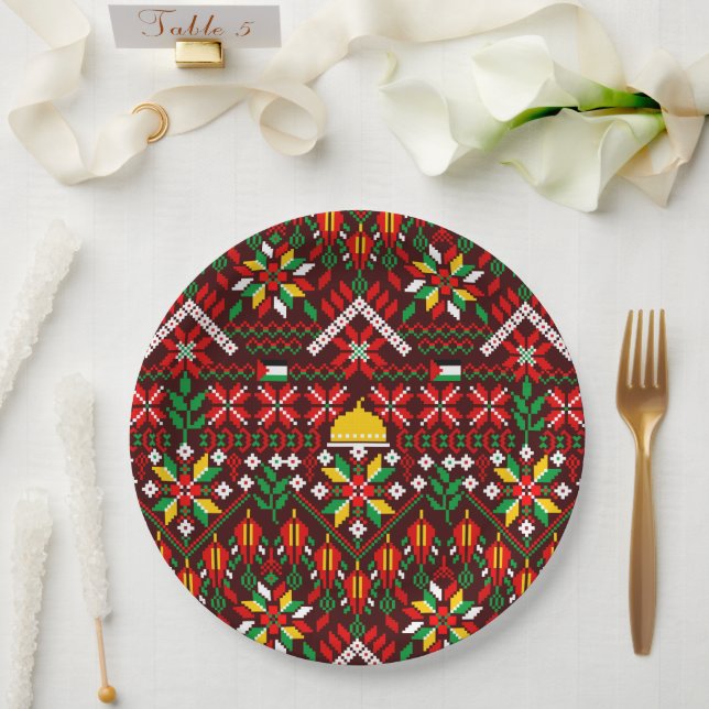 Palestine Tatreez Traditional Embrodery Paper Plate (Wedding)
