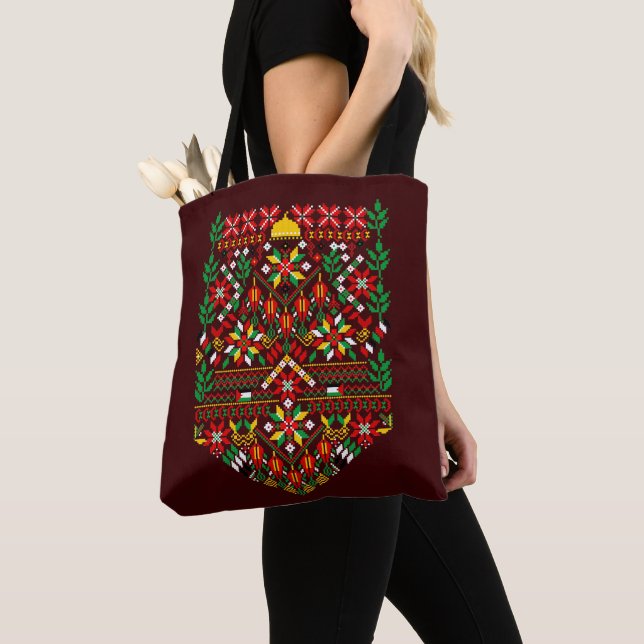 Palestine Tatreez Traditional Embrodery Tote Bag (Close Up)