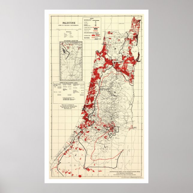 Palestine Village Map 1949 Poster (Front)