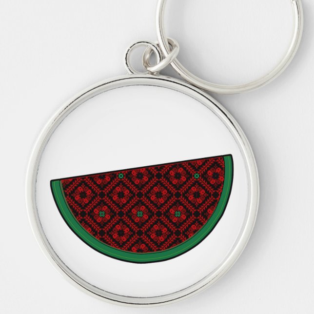 Palestine watermelon Embroidery red tatreez  Key Ring (Front)