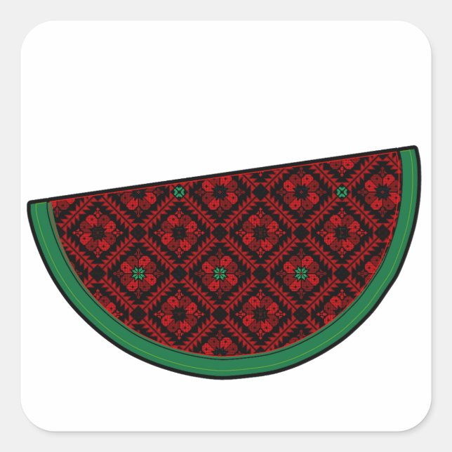 Palestine watermelon Embroidery red tatreez  Square Sticker (Front)