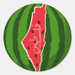 Palestine Watermelon Flag Map. Free Palestinians. Classic Round Sticker