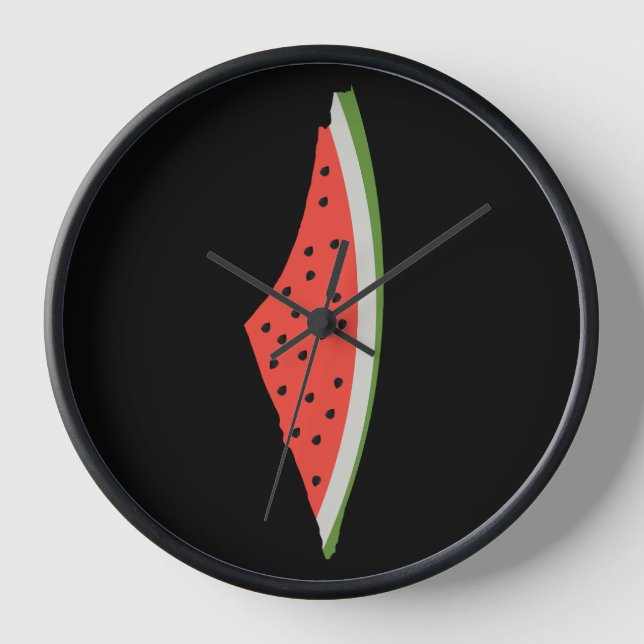 Palestine Watermelon Flag Map. Free Palestinians. Clock (Front)