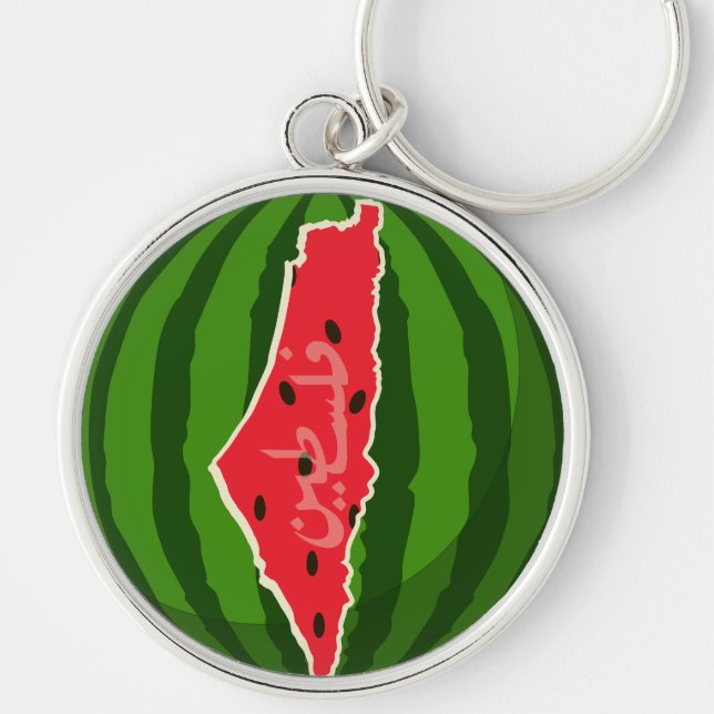 Palestine Watermelon Flag Map. Free Palestinians. Key Ring (Front)