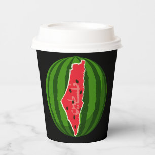 Palestine Watermelon Flag Map. Free Palestinians. Paper Cups