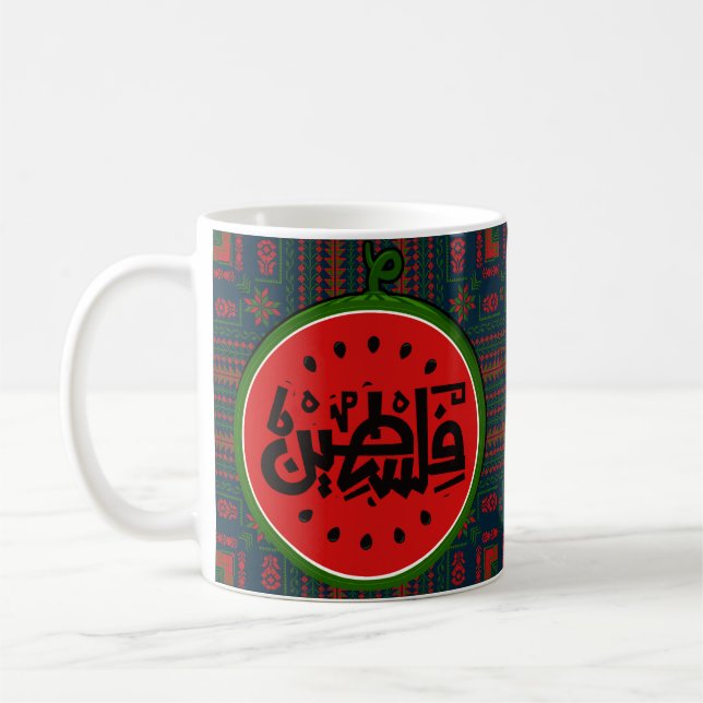 Palestine watermelon-Palestine Arabic word"فلسطين" Coffee Mug (Left)