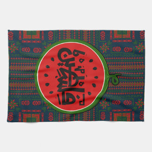 Palestine watermelon-Palestine Arabic word"فلسطين" Tea Towel