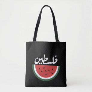 Palestine watermelon-Palestine arabic word"فلسطين" Tote Bag