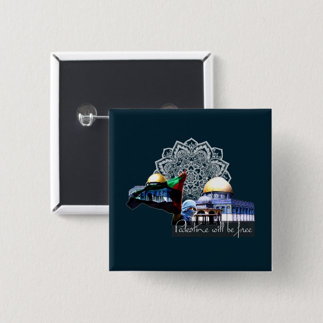 Palestine Will Be Free Palestinian Gaza Resistance 15 Cm Square Badge (Front & Back)