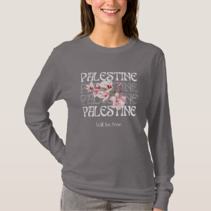 PALESTINE WILL BE FREE Watercolor Magnolia T-Shirt
