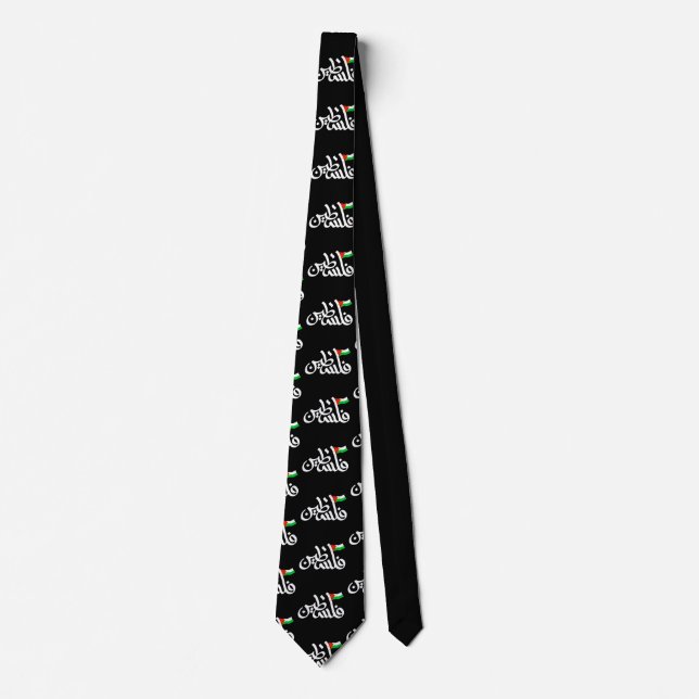 Palestine word in arabic Wordart & Palestine flag  Tie (Front)