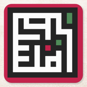  Palestine word in arbic Wordart- square word flag Paper Coaster