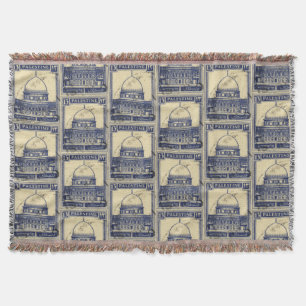 palestinian ancient stamp 1920_ palestine folklor throw blanket