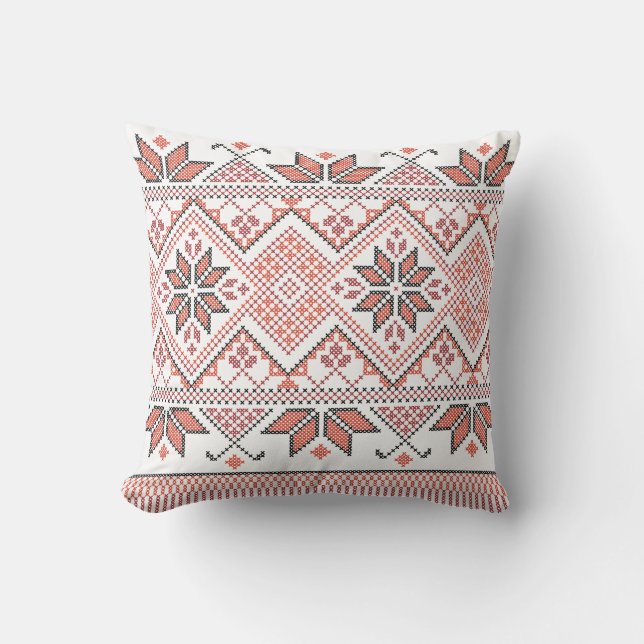 Palestinian Arabic Tatreez Embroidery Pattern Cushion (Front)