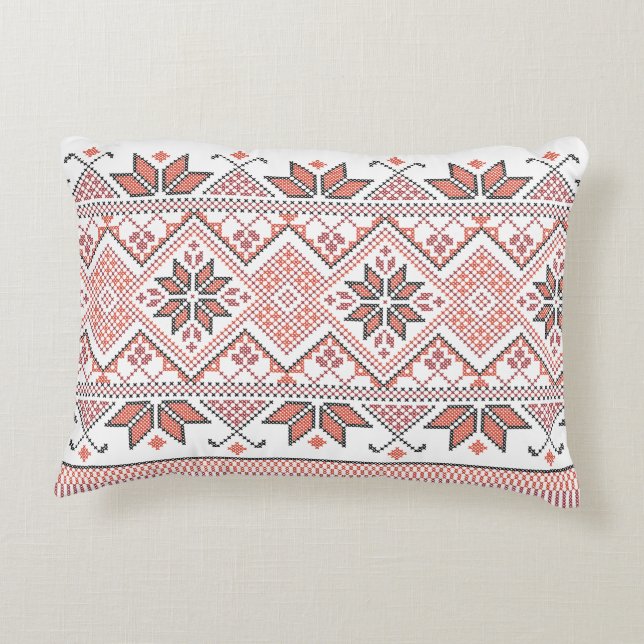 Palestinian Arabic Tatreez Embroidery Pattern Decorative Cushion (Back)