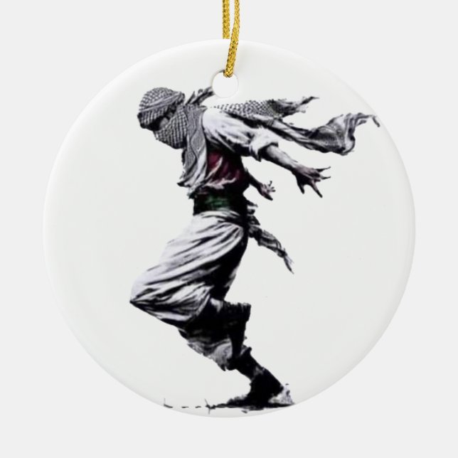Palestinian Dance Dabke Ceramic Ornament (Front)