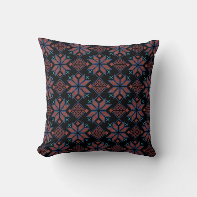Palestinian Embroidery Design 4 Pillow Black (Front)