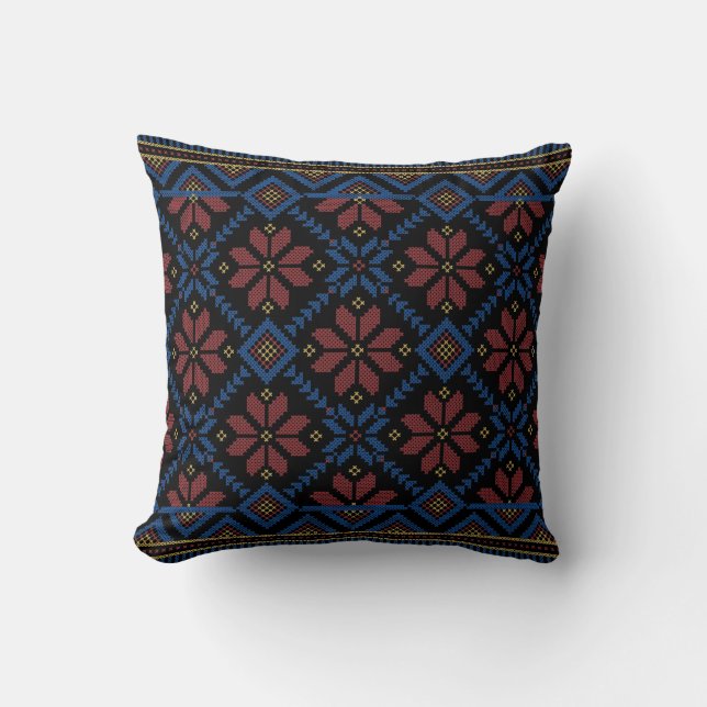 Palestinian Embroidery Design 6 Throw Pillow (Front)