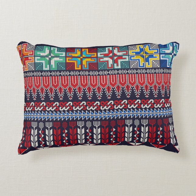 Palestinian Embroidery Motif Pattern. Decorative Cushion (Front)