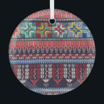 Palestinian Embroidery Motif Pattern. Glass Tree Decoration<br><div class="desc">Seamless pattern design with traditional Palestinian embroidery motif
Palestinian embroidery motifs blend tradition and creativity seamlessly.
Traditional Palestinian embroidery motif in a seamless decor.
design,  ethnic,  tatreez,  pattern,  palestinian,  background,  style,  illustration,  flower,  texture,  fashion,  vintage,  floral,  retro,  seamless,  geometric,  red,  fabric,  islamic,  ornament</div>