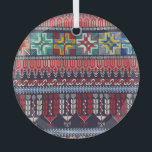 Palestinian Embroidery Motif Pattern. Glass Tree Decoration<br><div class="desc">Seamless pattern design with traditional Palestinian embroidery motif
Palestinian embroidery motifs blend tradition and creativity seamlessly.
Traditional Palestinian embroidery motif in a seamless decor.
design,  ethnic,  tatreez,  pattern,  palestinian,  background,  style,  illustration,  flower,  texture,  fashion,  vintage,  floral,  retro,  seamless,  geometric,  red,  fabric,  islamic,  ornament</div>