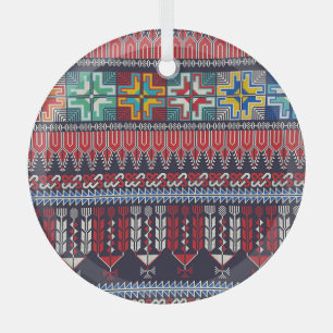 Palestinian Embroidery Motif Pattern. Glass Tree Decoration