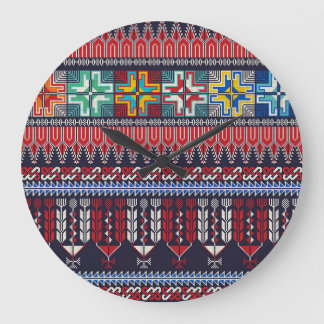 Palestinian Embroidery Motif Pattern. Large Clock