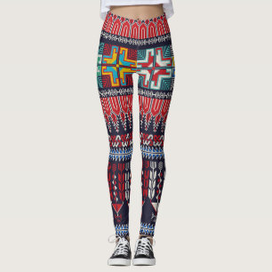 Palestinian Embroidery Motif Pattern. Leggings