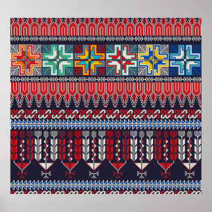 Palestinian Embroidery Motif Pattern. Poster