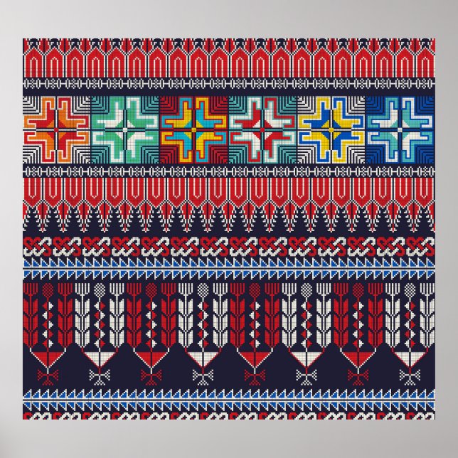 Palestinian Embroidery Motif Pattern. Poster (Front)