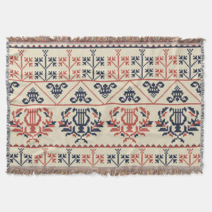 Palestinian embroidery motif, seamless pattern des throw blanket