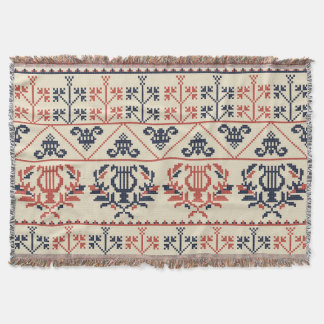 Palestinian embroidery motif, seamless pattern des throw blanket