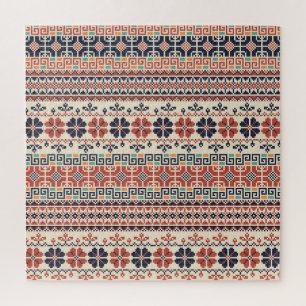 Palestinian Embroidery Motif: Traditional Beauty. Jigsaw Puzzle