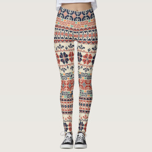Palestinian Embroidery Motif: Traditional Beauty. Leggings