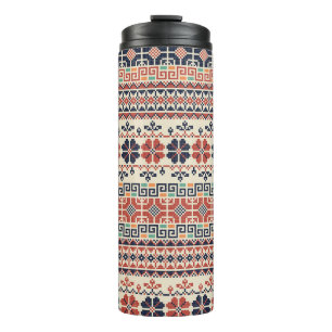 Palestinian Embroidery Motif: Traditional Beauty. Thermal Tumbler