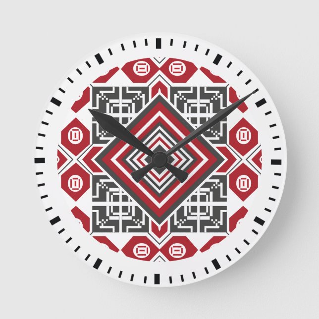 Palestinian Embroidery pattern 2  Round Clock (Front)