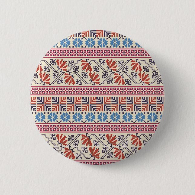 Palestinian embroidery pattern 6 cm round badge (Front)