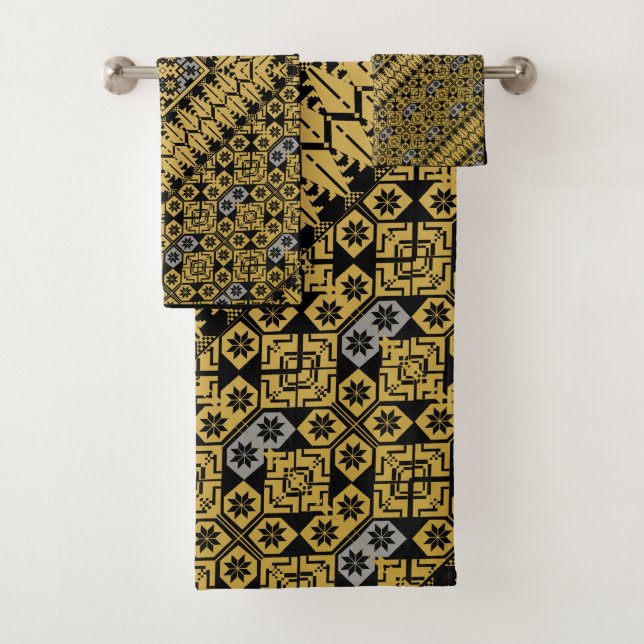 Palestinian Embroidery pattern Printed Design Bath Towel Set (Insitu)