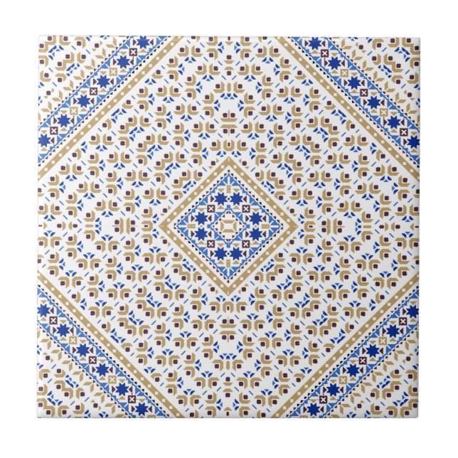 Palestinian Embroidery pattern Printed Design Ceramic Tile (Front)