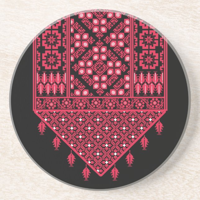 Palestinian Embroidery Tatreez printed design  Coaster (Front)