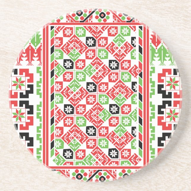 Palestinian Embroidery Tatreez printed design Coaster (Front)