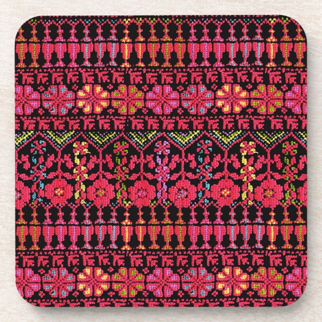 Palestinian Embroidery Tatreez printed Design Coaster (Front)