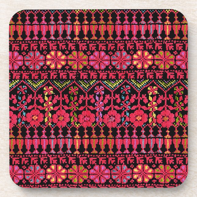 Palestinian Embroidery Tatreez printed Design Coaster (Front)