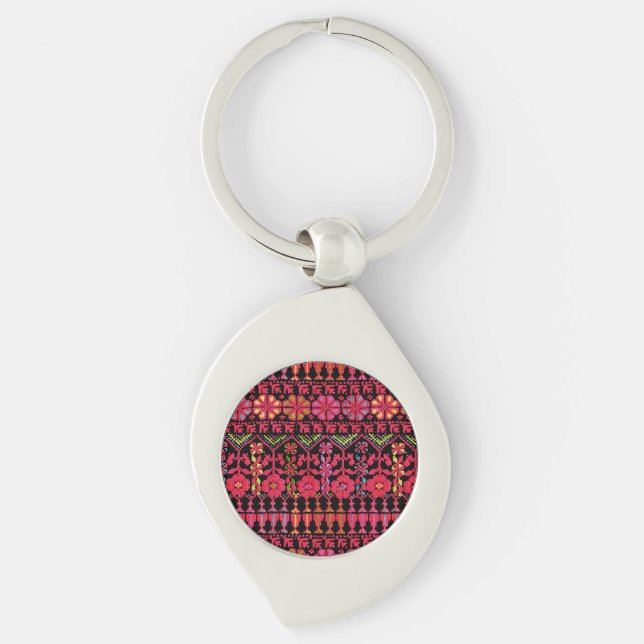 Palestinian Embroidery Tatreez printed Design Key Ring (Front)